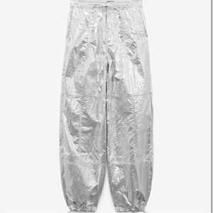 ZARA Silver Pants Size M NWT